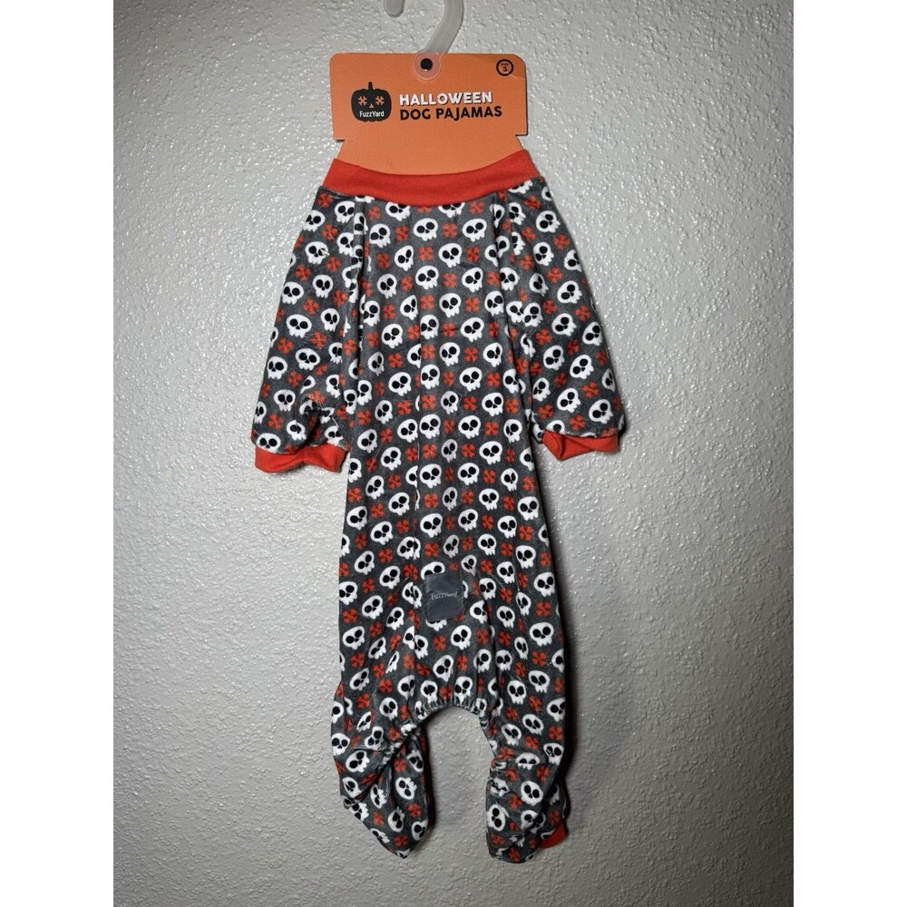 FuzzYard Dog Halloween Pajamas Skull Crossbones PJs Sleepwear Size 3